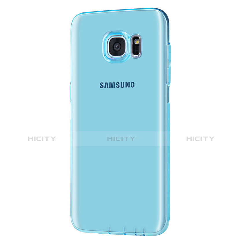 Silikon Schutzhülle Ultra Dünn Tasche Durchsichtig Transparent T07 für Samsung Galaxy S7 Edge G935F Blau groß