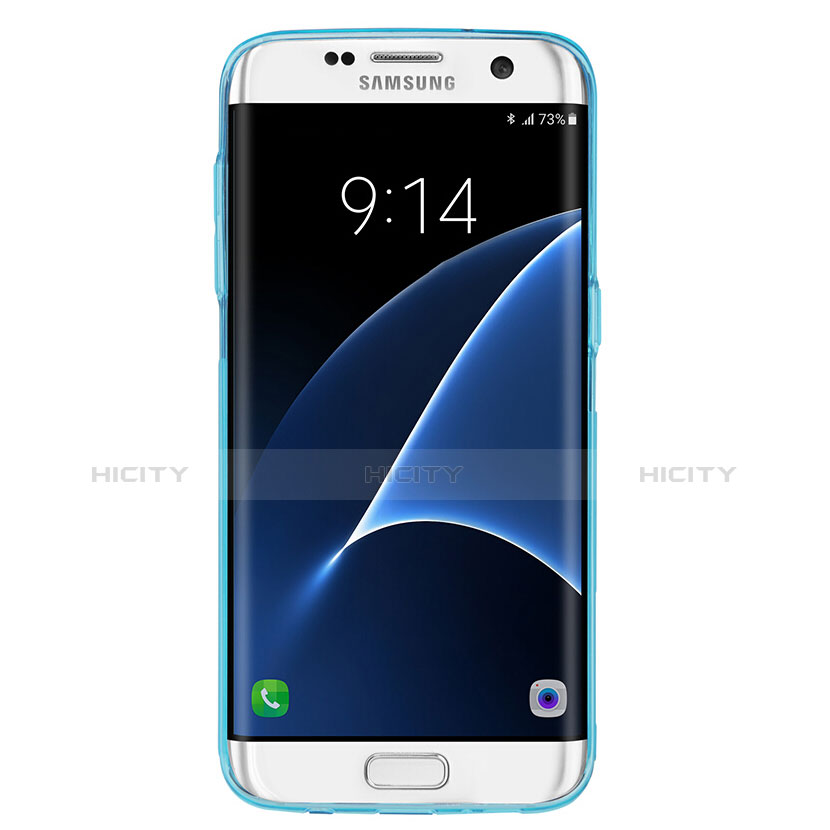 Silikon Schutzhülle Ultra Dünn Tasche Durchsichtig Transparent T07 für Samsung Galaxy S7 Edge G935F Blau groß