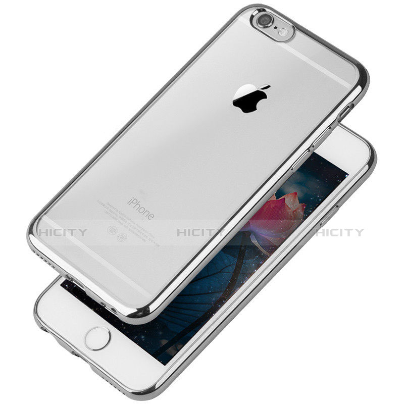 Silikon Schutzhülle Ultra Dünn Tasche Durchsichtig Transparent T08 für Apple iPhone 6 Silber
