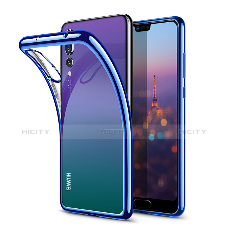 Silikon Schutzhülle Ultra Dünn Tasche Durchsichtig Transparent T08 für Huawei P20 Pro Blau Plus