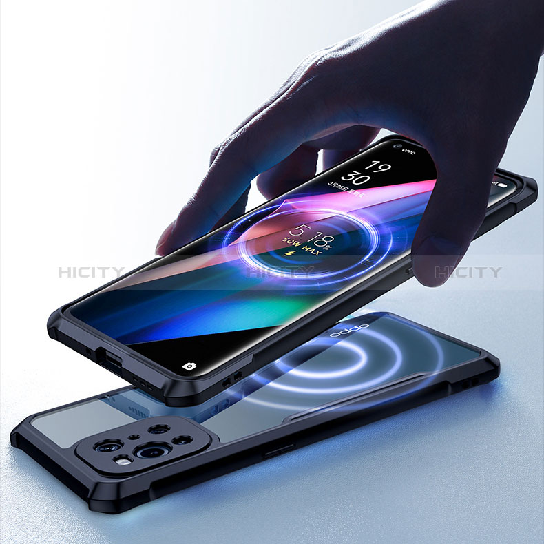 Silikon Schutzhülle Ultra Dünn Tasche Durchsichtig Transparent T08 für Oppo Find X3 5G Schwarz