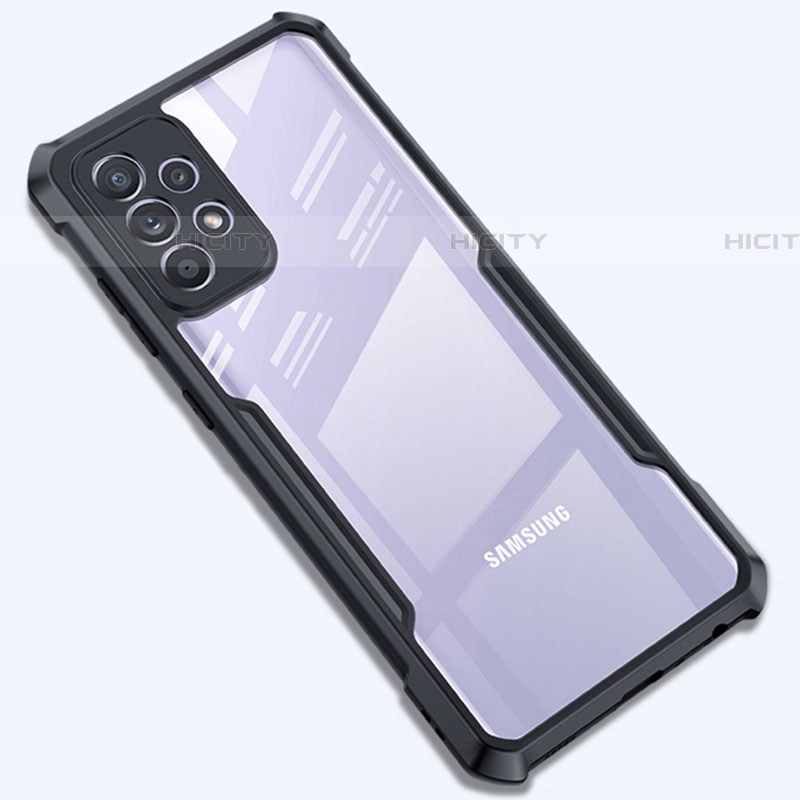 Silikon Schutzhülle Ultra Dünn Tasche Durchsichtig Transparent T08 für Samsung Galaxy A72 4G Schwarz