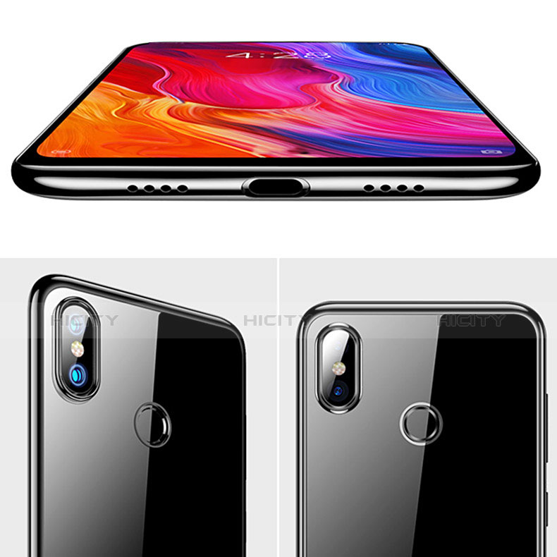Silikon Schutzhülle Ultra Dünn Tasche Durchsichtig Transparent T08 für Xiaomi Mi 8 SE Schwarz