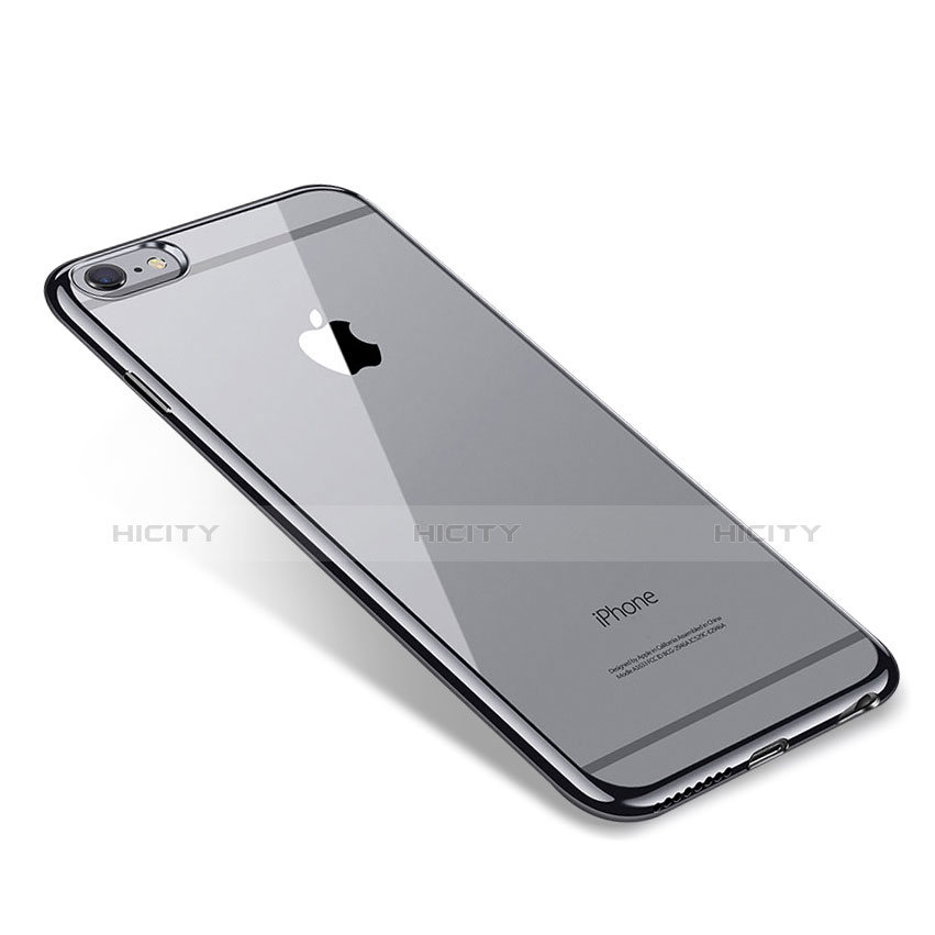 Silikon Schutzhülle Ultra Dünn Tasche Durchsichtig Transparent T09 für Apple iPhone 6 Plus Schwarz Plus