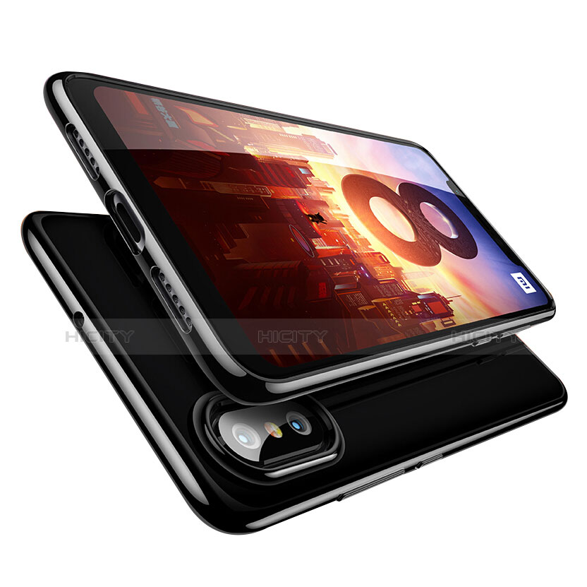 Silikon Schutzhülle Ultra Dünn Tasche Durchsichtig Transparent T09 für Xiaomi Mi 8 Schwarz