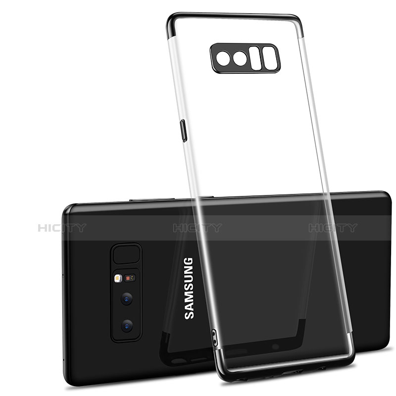 Silikon Schutzhülle Ultra Dünn Tasche Durchsichtig Transparent T10 für Samsung Galaxy Note 8 Schwarz groß