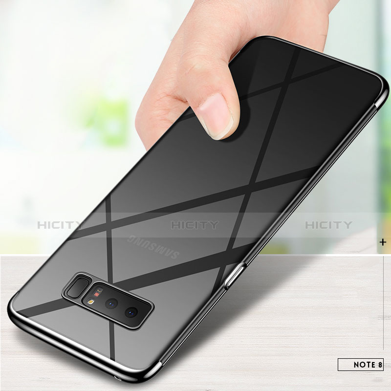 Silikon Schutzhülle Ultra Dünn Tasche Durchsichtig Transparent T10 für Samsung Galaxy Note 8 Schwarz groß