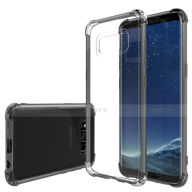 Silikon Schutzhülle Ultra Dünn Tasche Durchsichtig Transparent T10 für Samsung Galaxy S8 Grau groß