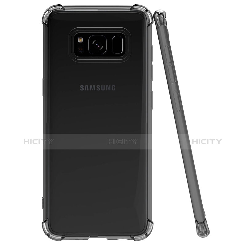 Silikon Schutzhülle Ultra Dünn Tasche Durchsichtig Transparent T10 für Samsung Galaxy S8 Plus Grau groß