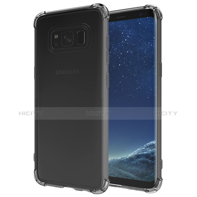 Silikon Schutzhülle Ultra Dünn Tasche Durchsichtig Transparent T10 für Samsung Galaxy S8 Plus Grau