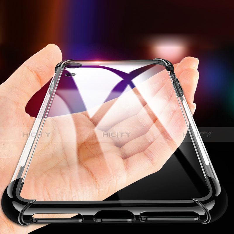 Silikon Schutzhülle Ultra Dünn Tasche Durchsichtig Transparent T11 für Huawei Honor Play 8A Schwarz groß