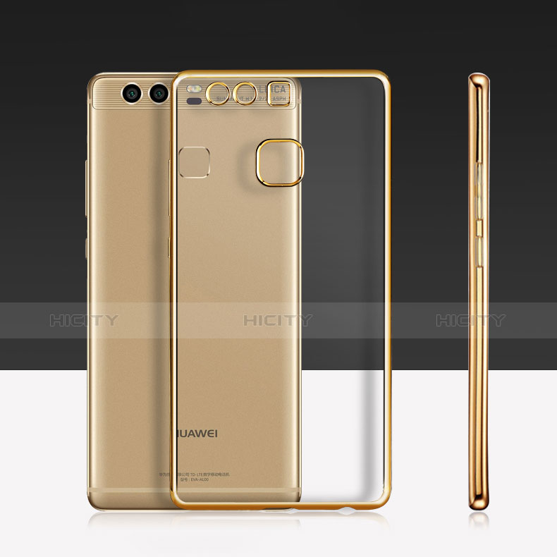 Silikon Schutzhülle Ultra Dünn Tasche Durchsichtig Transparent T11 für Huawei P9 Plus Gold groß