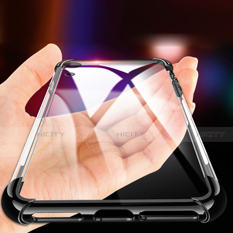 Silikon Schutzhülle Ultra Dünn Tasche Durchsichtig Transparent T11 für Huawei Y6 (2019) Schwarz groß