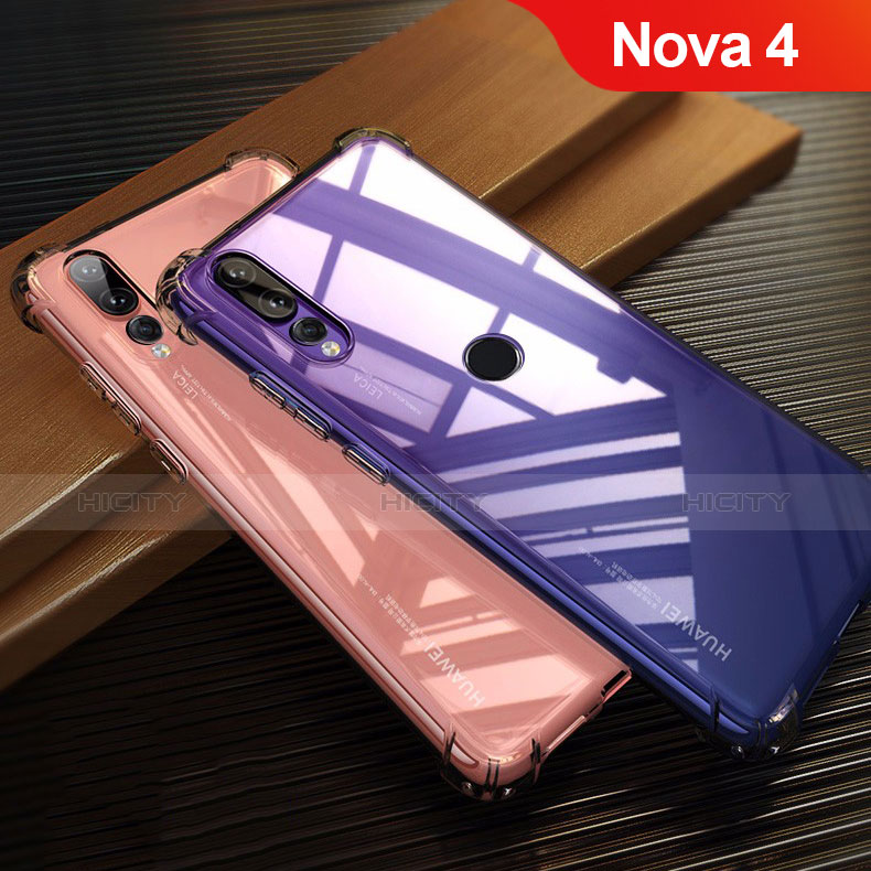 Silikon Schutzhülle Ultra Dünn Tasche Durchsichtig Transparent T12 für Huawei Nova 4 Rot