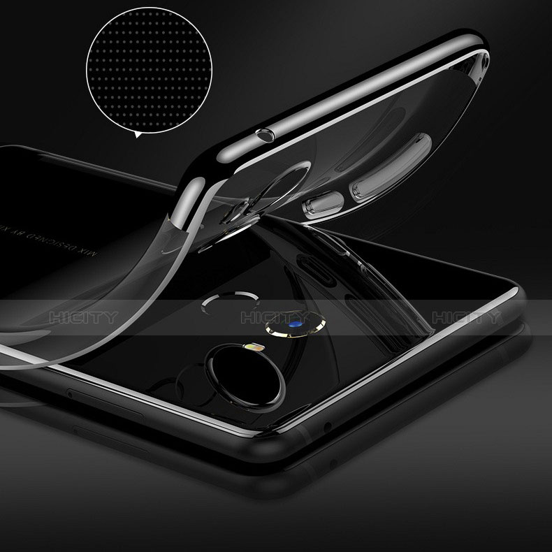 Silikon Schutzhülle Ultra Dünn Tasche Durchsichtig Transparent T12 für Xiaomi Mi Mix 2 Schwarz groß