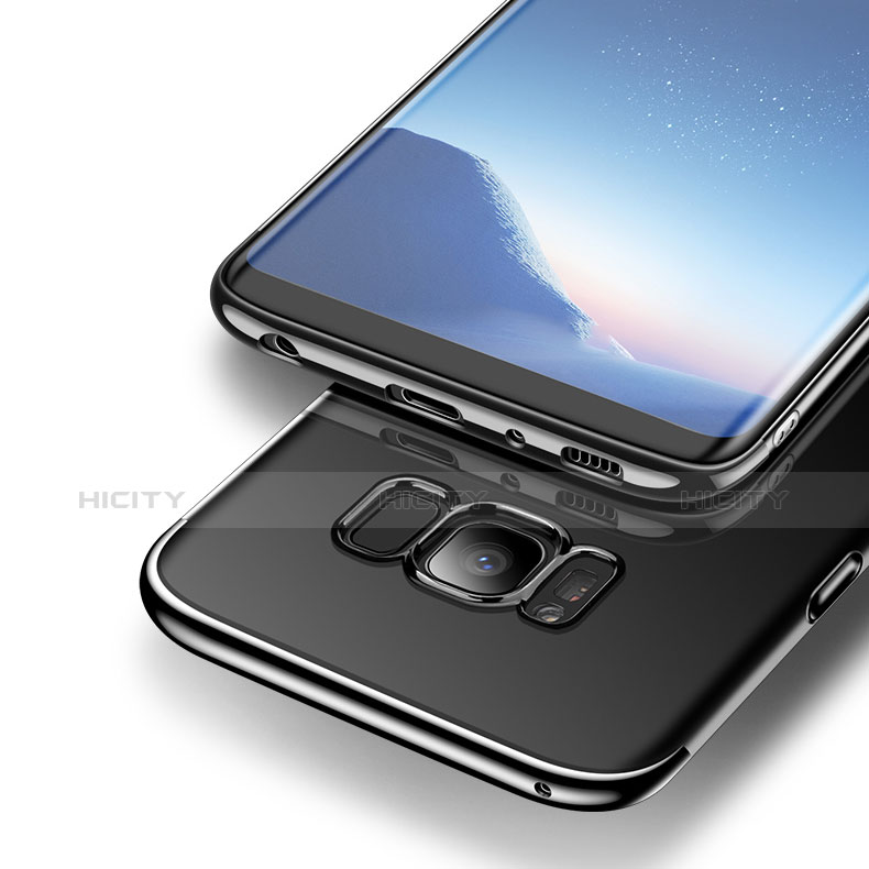 Silikon Schutzhülle Ultra Dünn Tasche Durchsichtig Transparent T14 für Samsung Galaxy S8 Schwarz groß