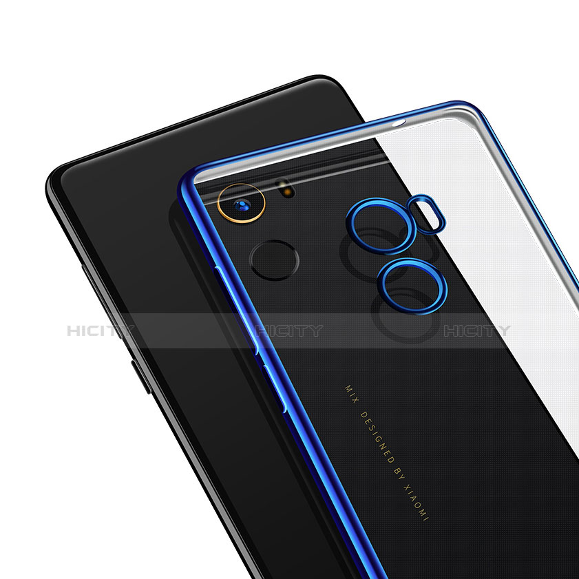 Silikon Schutzhülle Ultra Dünn Tasche Durchsichtig Transparent T14 für Xiaomi Mi Mix 2 Blau
