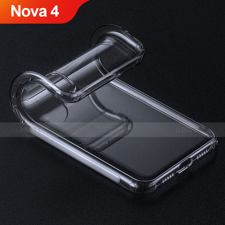 Silikon Schutzhülle Ultra Dünn Tasche Durchsichtig Transparent T15 für Huawei Nova 4 Rot Plus