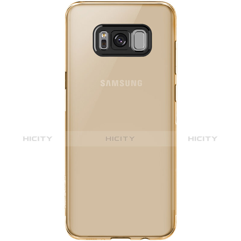 Silikon Schutzhülle Ultra Dünn Tasche Durchsichtig Transparent T15 für Samsung Galaxy S8 Plus Gold groß