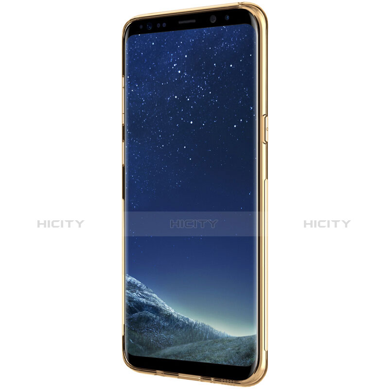 Silikon Schutzhülle Ultra Dünn Tasche Durchsichtig Transparent T15 für Samsung Galaxy S8 Plus Gold groß