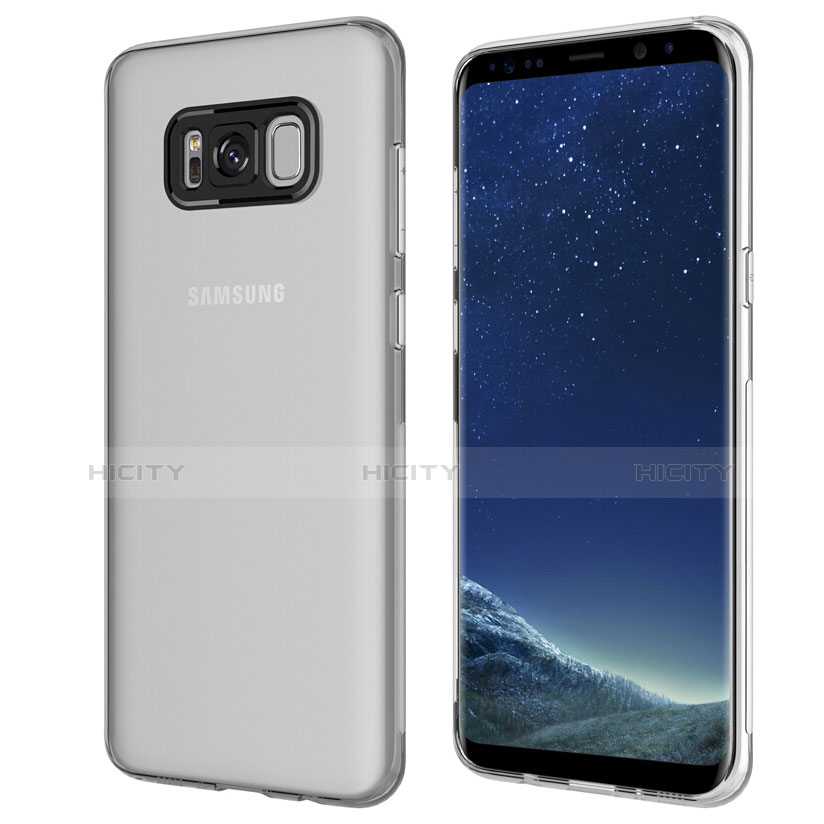 Silikon Schutzhülle Ultra Dünn Tasche Durchsichtig Transparent T15 für Samsung Galaxy S8 Plus Grau