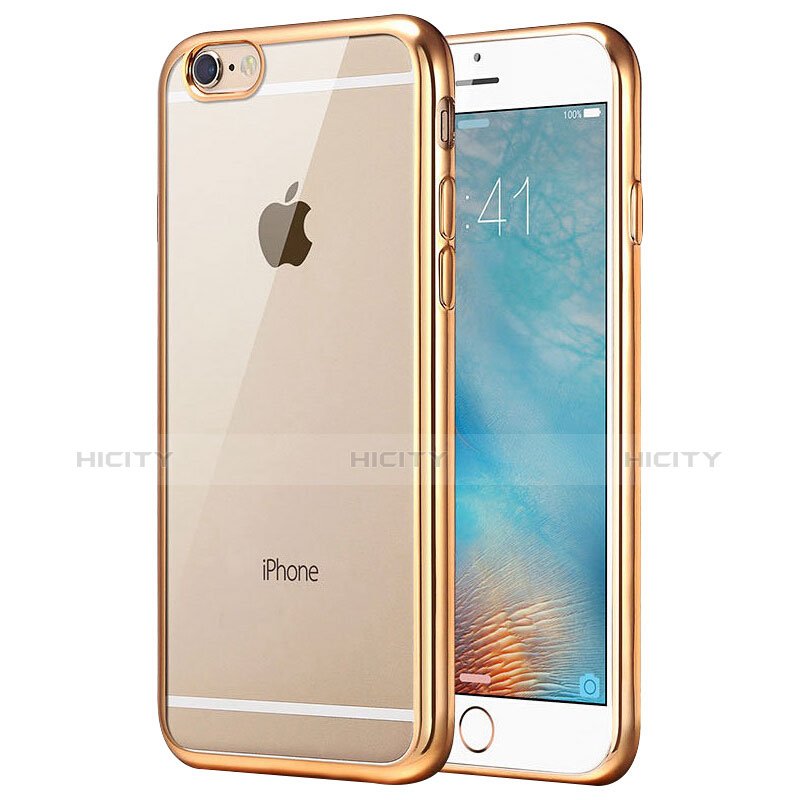 Silikon Schutzhülle Ultra Dünn Tasche Durchsichtig Transparent T16 für Apple iPhone 6S Gold