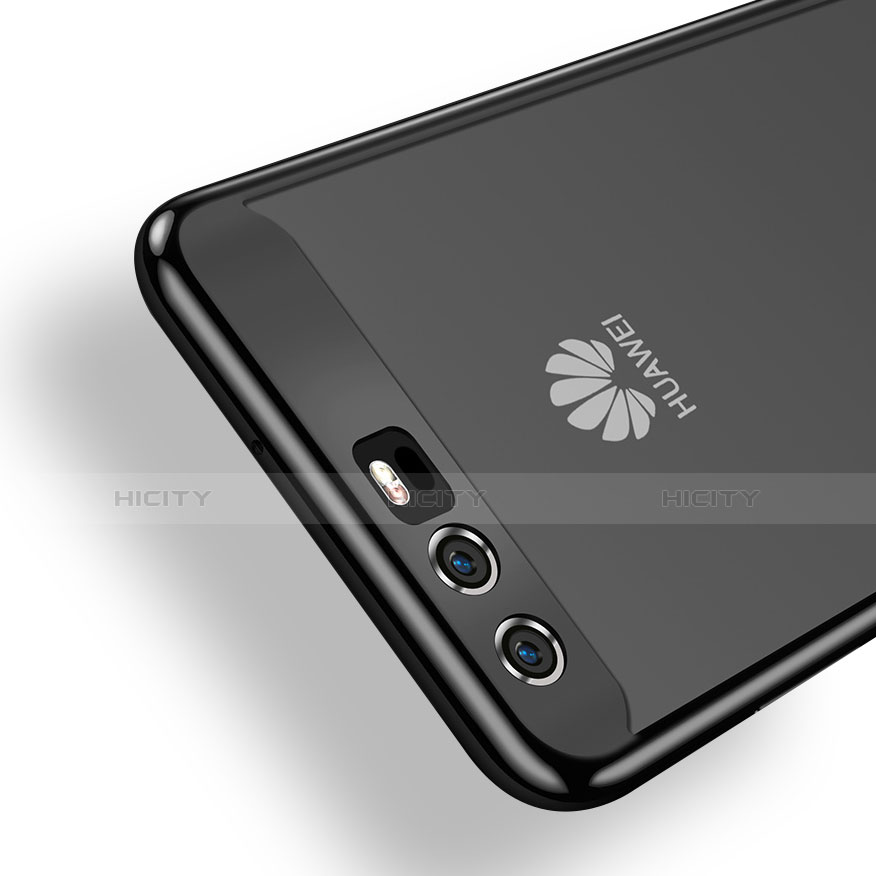 Silikon Schutzhülle Ultra Dünn Tasche Durchsichtig Transparent T16 für Huawei P10 Plus Schwarz groß