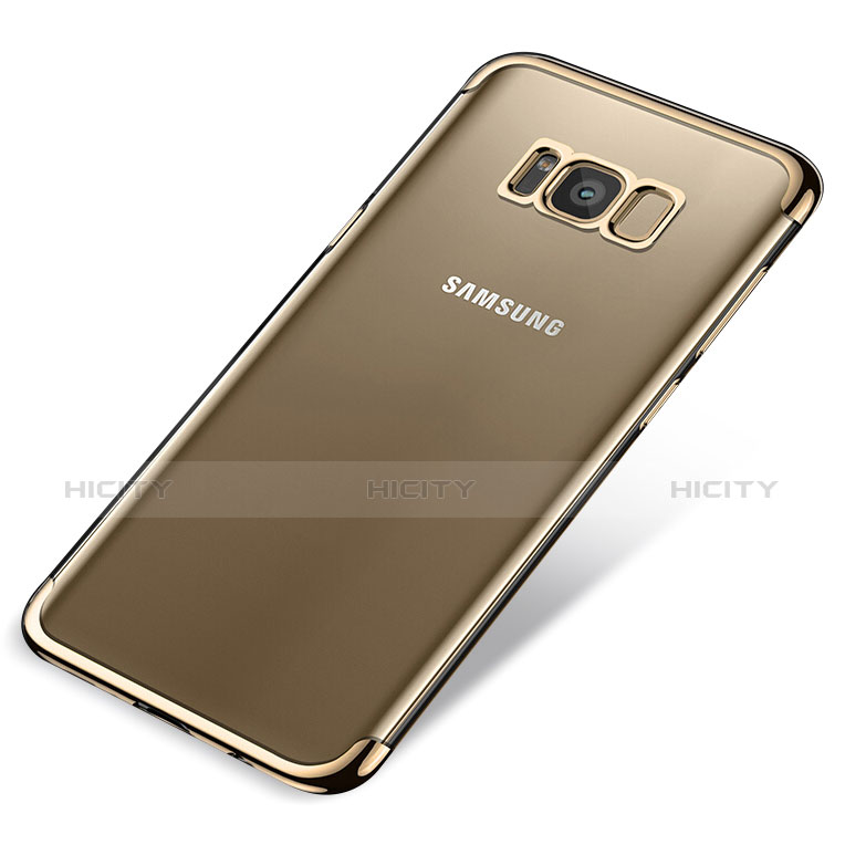 Silikon Schutzhülle Ultra Dünn Tasche Durchsichtig Transparent T17 für Samsung Galaxy S8 Plus Gold groß