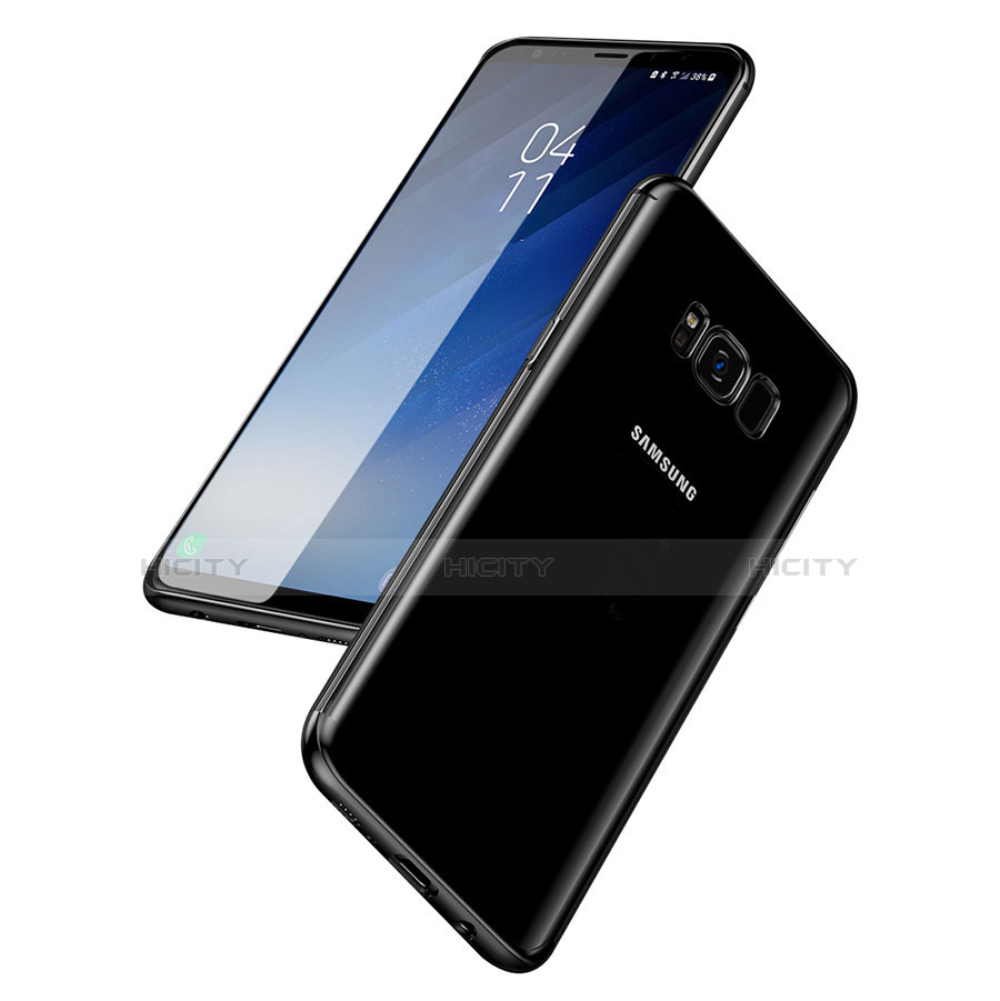 Silikon Schutzhülle Ultra Dünn Tasche Durchsichtig Transparent T17 für Samsung Galaxy S8 Plus Schwarz groß