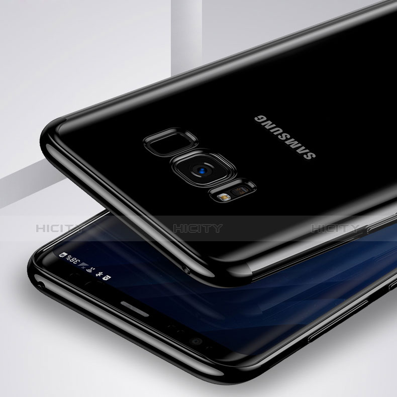 Silikon Schutzhülle Ultra Dünn Tasche Durchsichtig Transparent T17 für Samsung Galaxy S8 Plus Schwarz groß