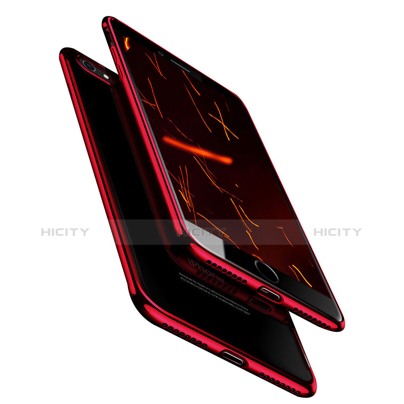 Silikon Schutzhülle Ultra Dünn Tasche Durchsichtig Transparent T18 für Apple iPhone 7 Rot Plus
