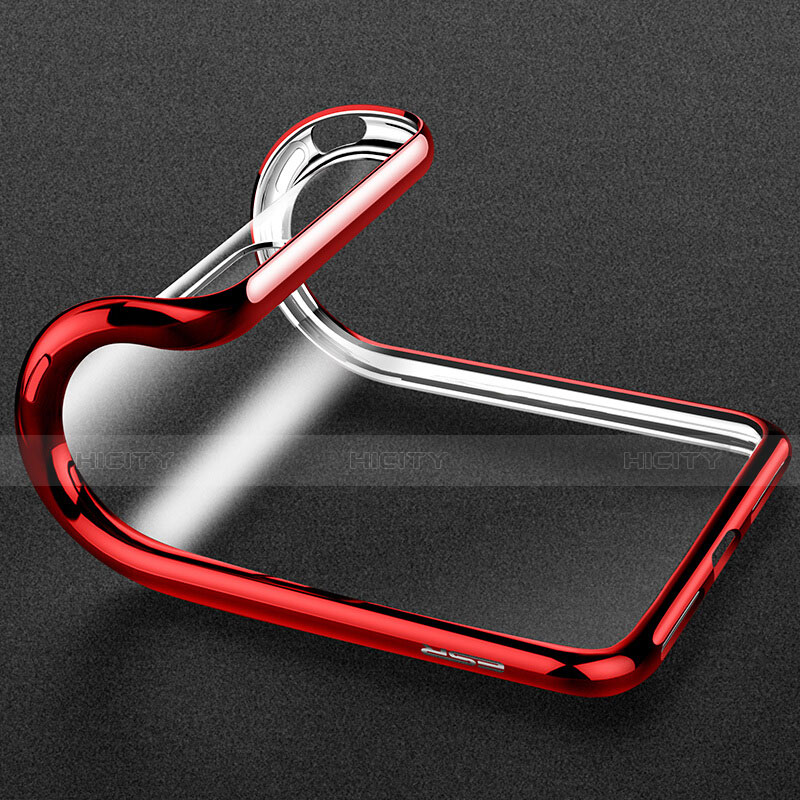 Silikon Schutzhülle Ultra Dünn Tasche Durchsichtig Transparent T18 für Apple iPhone 7 Rot groß