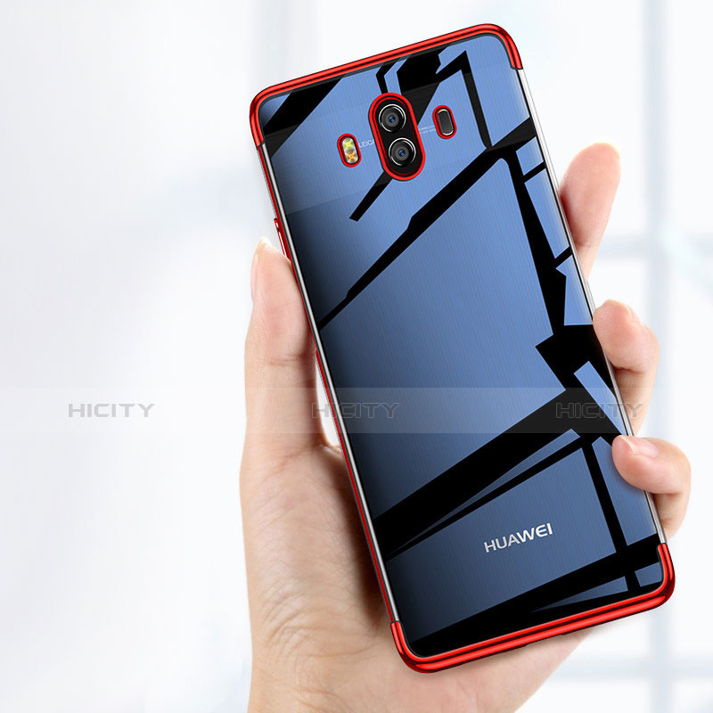 Silikon Schutzhülle Ultra Dünn Tasche Durchsichtig Transparent T18 für Huawei Mate 10 Rot groß