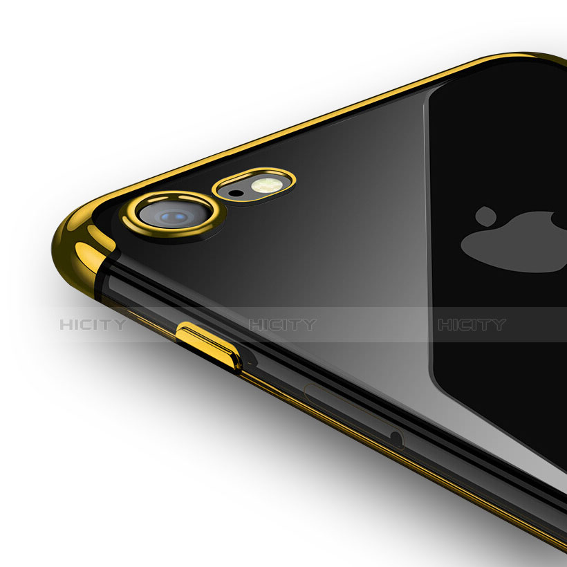 Silikon Schutzhülle Ultra Dünn Tasche Durchsichtig Transparent T19 für Apple iPhone 7 Gold groß