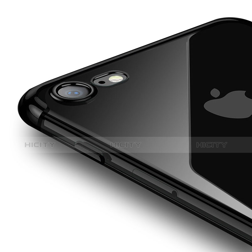 Silikon Schutzhülle Ultra Dünn Tasche Durchsichtig Transparent T19 für Apple iPhone 7 Schwarz groß