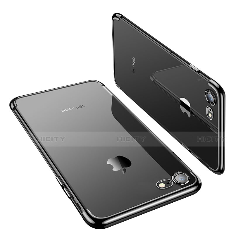 Silikon Schutzhülle Ultra Dünn Tasche Durchsichtig Transparent T19 für Apple iPhone SE (2020) Schwarz