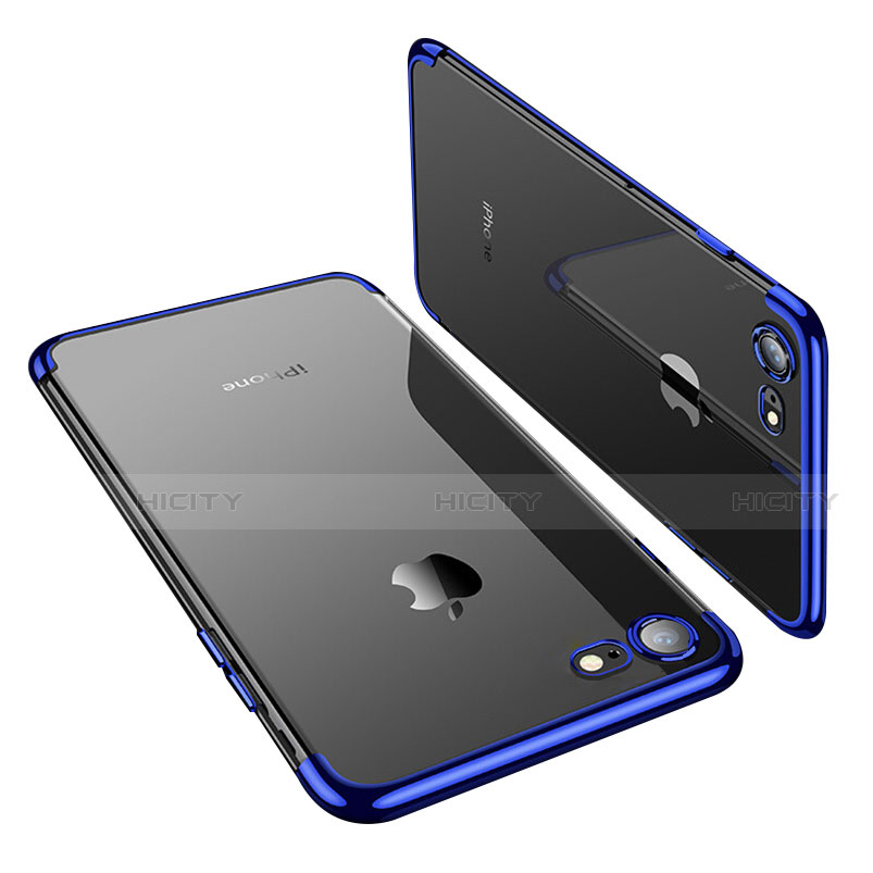 Silikon Schutzhülle Ultra Dünn Tasche Durchsichtig Transparent T19 für Apple iPhone SE3 (2022) Blau groß
