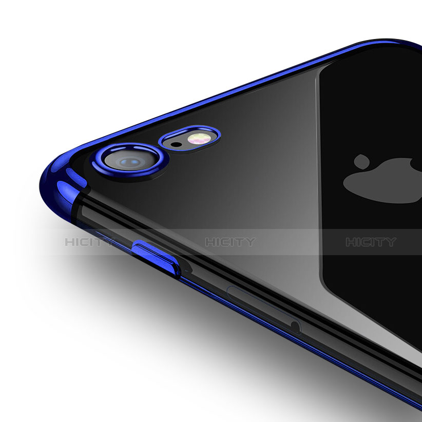 Silikon Schutzhülle Ultra Dünn Tasche Durchsichtig Transparent T19 für Apple iPhone SE3 (2022) Blau groß