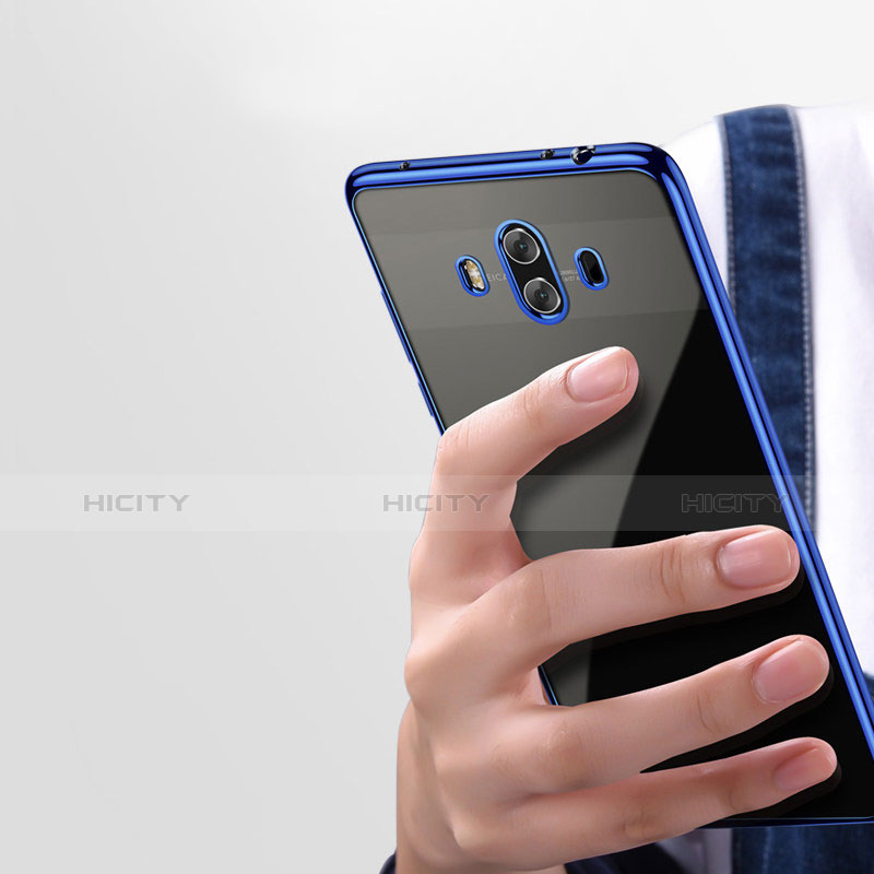 Silikon Schutzhülle Ultra Dünn Tasche Durchsichtig Transparent T19 für Huawei Mate 10 Blau groß