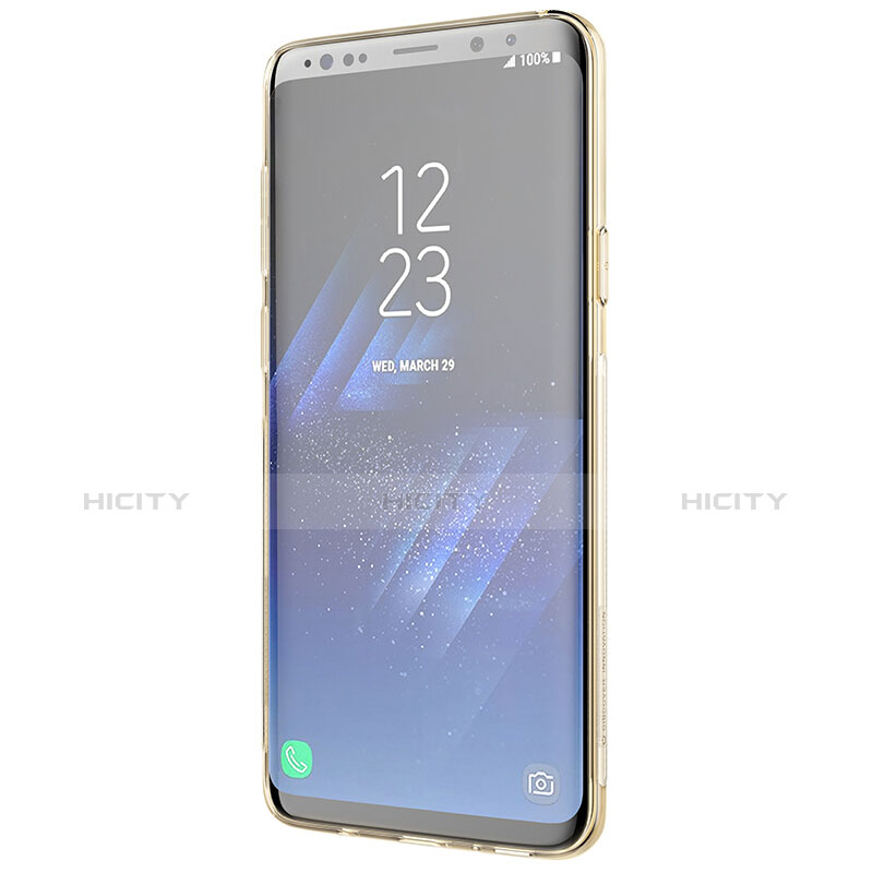 Silikon Schutzhülle Ultra Dünn Tasche Durchsichtig Transparent T20 für Samsung Galaxy S9 Plus Gold groß