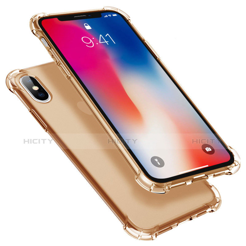 Silikon Schutzhülle Ultra Dünn Tasche Durchsichtig Transparent U01 für Apple iPhone Xs Max Gold