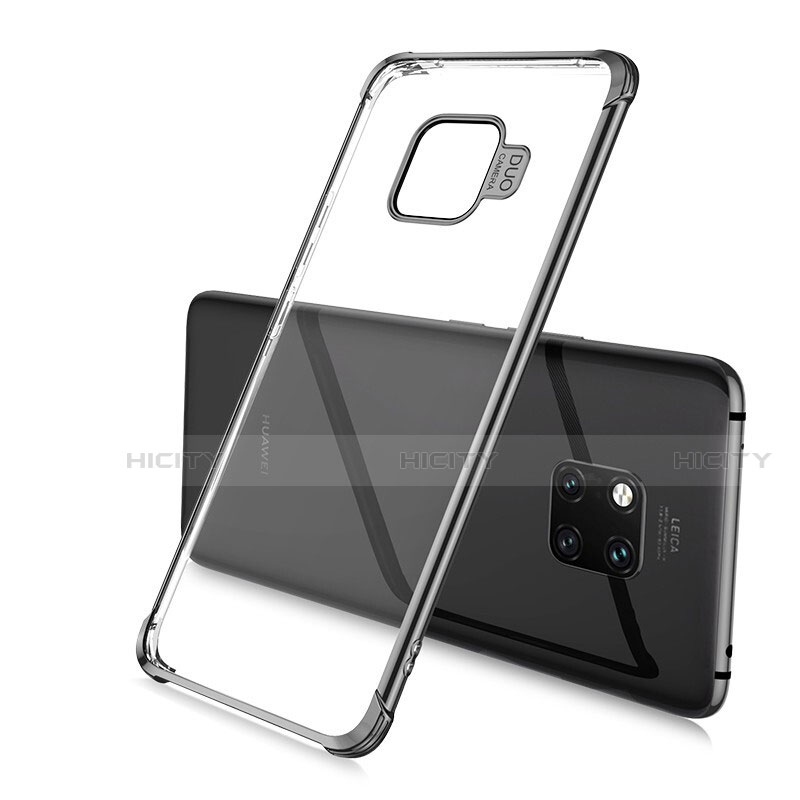 Silikon Schutzhülle Ultra Dünn Tasche Durchsichtig Transparent U02 für Huawei Mate 20 Pro Schwarz Plus