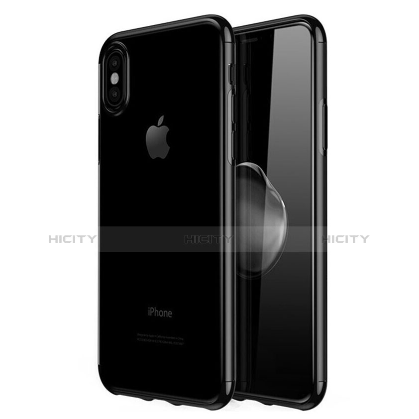 Silikon Schutzhülle Ultra Dünn Tasche Durchsichtig Transparent V02 für Apple iPhone Xs Schwarz