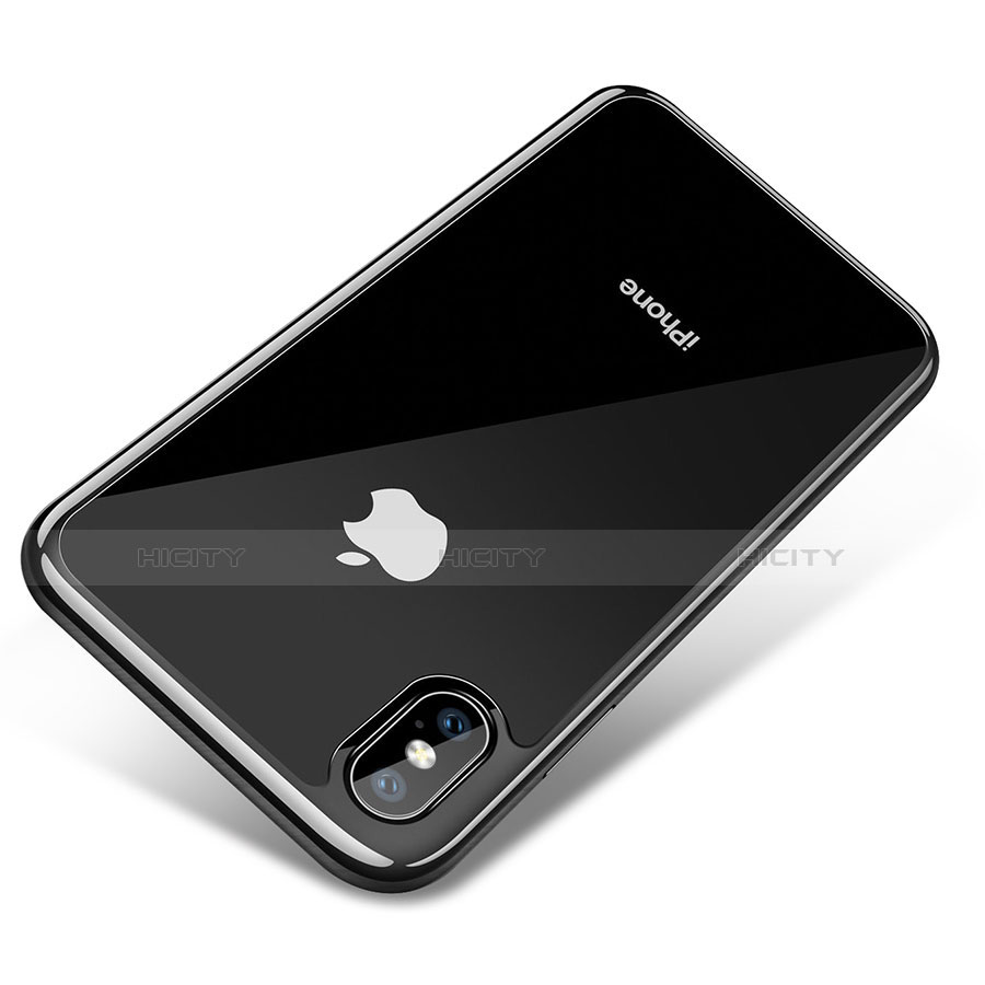 Silikon Schutzhülle Ultra Dünn Tasche Durchsichtig Transparent V04 für Apple iPhone Xs Schwarz Plus