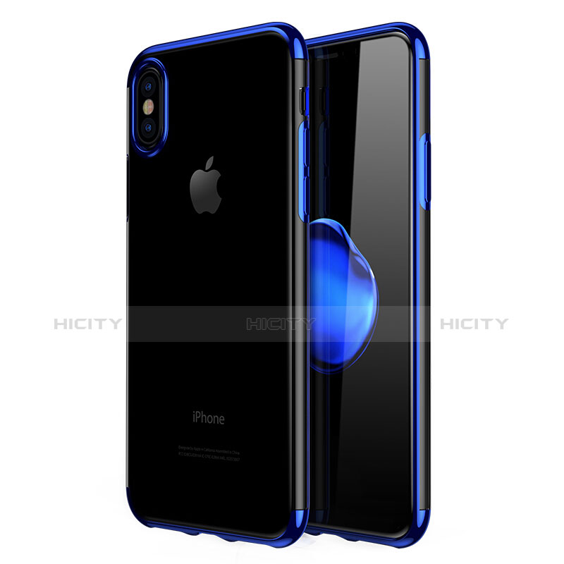 Silikon Schutzhülle Ultra Dünn Tasche Durchsichtig Transparent V07 für Apple iPhone Xs Max Blau