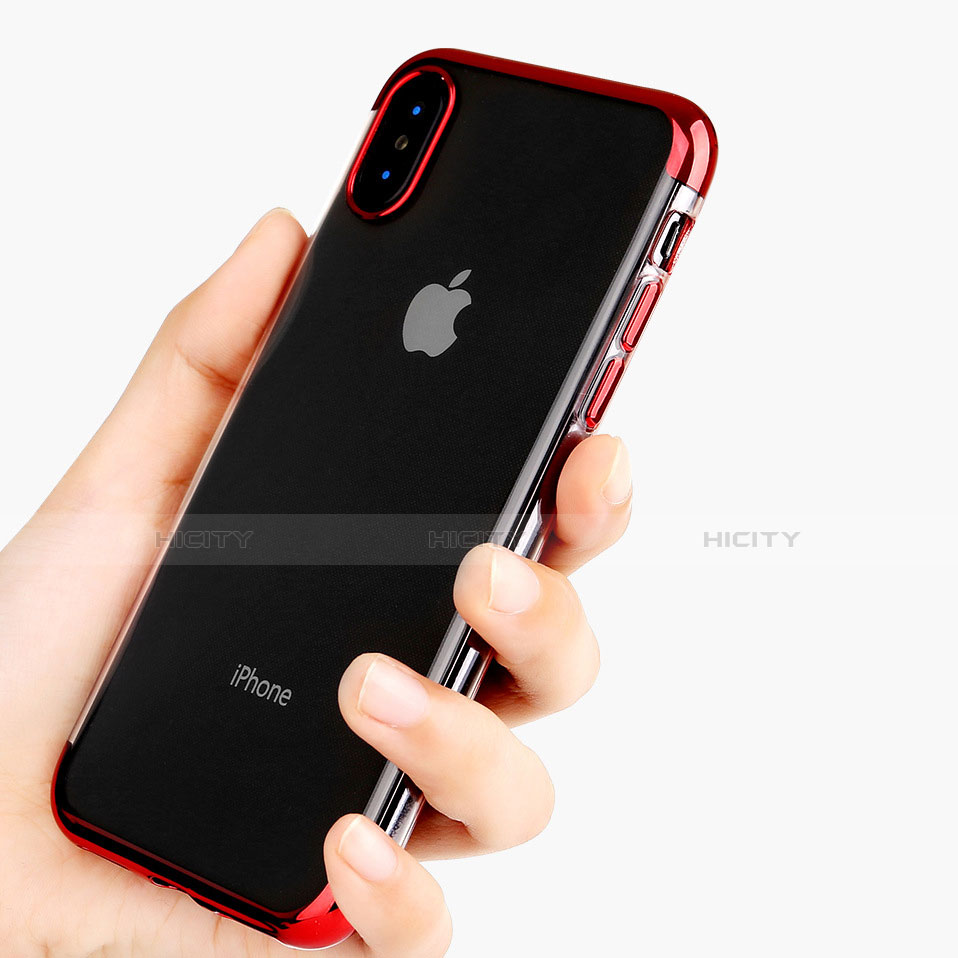 Silikon Schutzhülle Ultra Dünn Tasche Durchsichtig Transparent V11 für Apple iPhone Xs Max Rot Plus