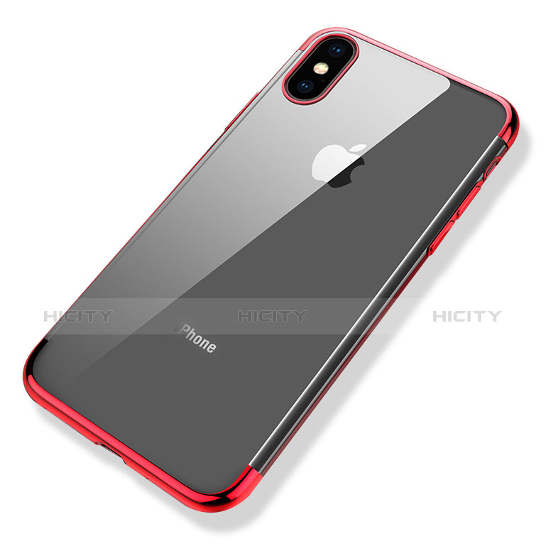 Silikon Schutzhülle Ultra Dünn Tasche Durchsichtig Transparent V11 für Apple iPhone Xs Max Rot groß