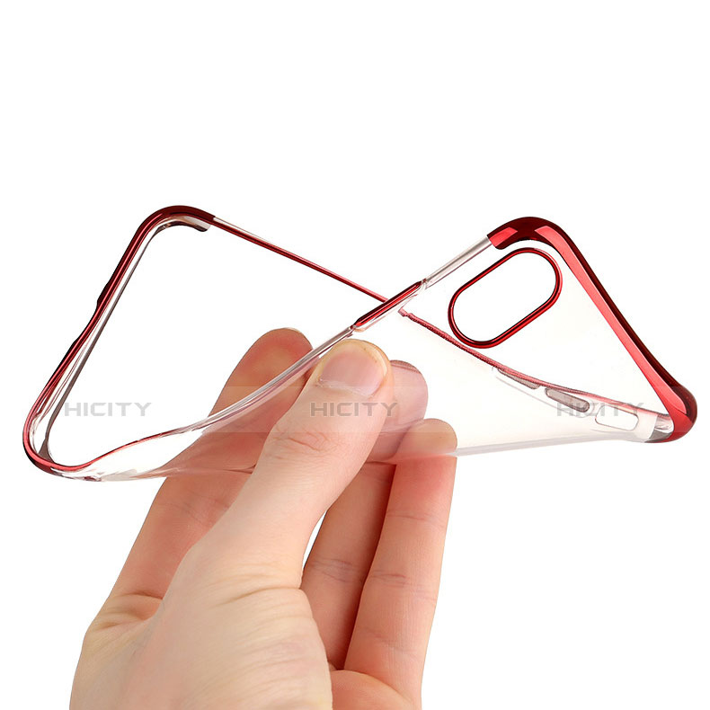 Silikon Schutzhülle Ultra Dünn Tasche Durchsichtig Transparent V11 für Apple iPhone Xs Max Rot groß