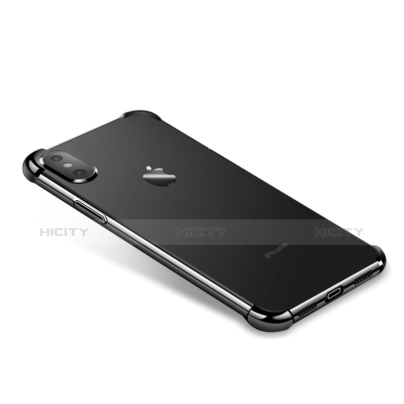 Silikon Schutzhülle Ultra Dünn Tasche Durchsichtig Transparent V14 für Apple iPhone X Schwarz