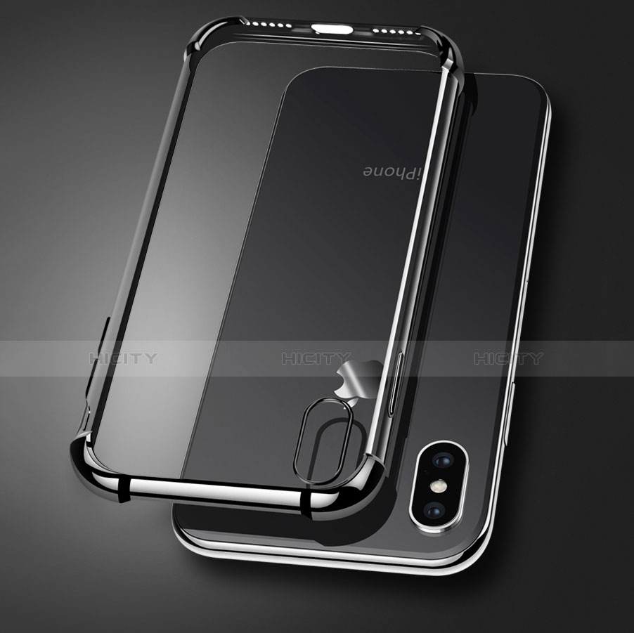 Silikon Schutzhülle Ultra Dünn Tasche Durchsichtig Transparent V14 für Apple iPhone X Schwarz